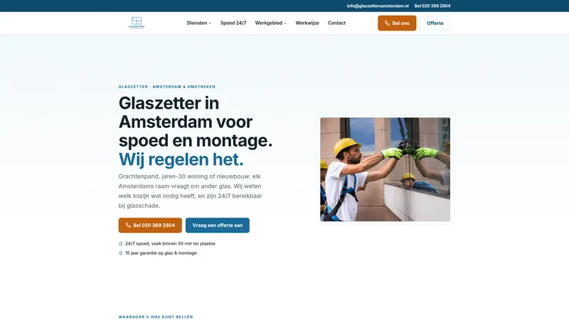 Website van Glaszetters Amsterdam