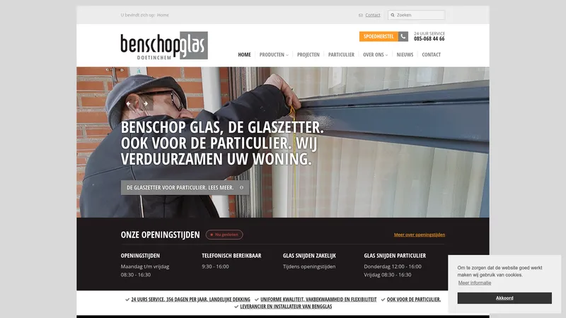 Website van Glaszettersbedrijf Benschop Doetinchem B.V.