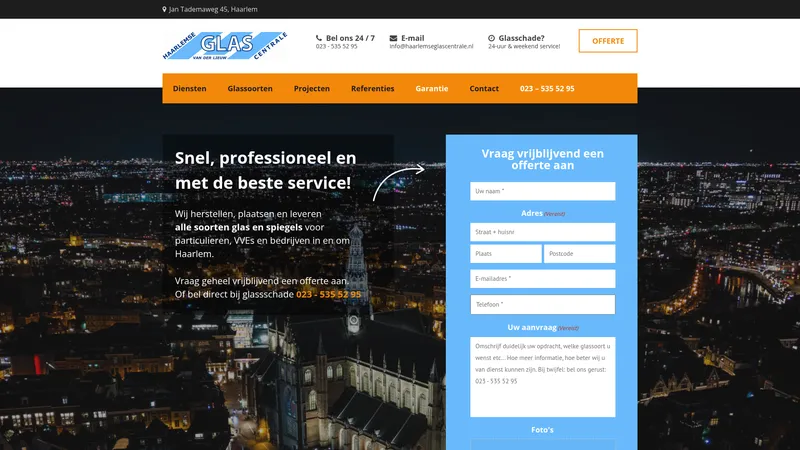 Website van Haarlemse Glas Centrale