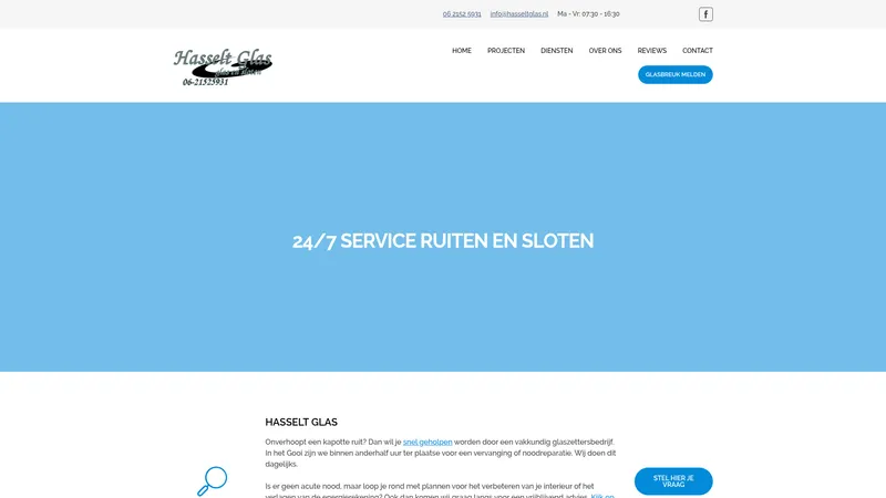 Website van Hasselt Glas | Glaszetter Hilversum