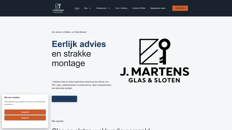 Website van J. Martens Glas en Sloten