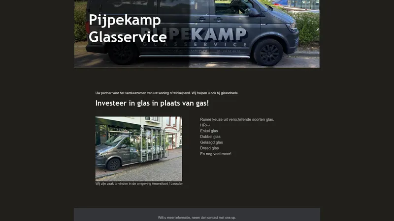 Website van Jan van de Pijpekamp Glasservice