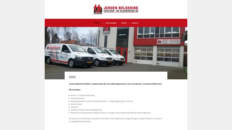 Website van Jeroen Belderink Schilder- en Glaswerken BV