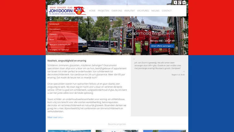 Website van Joh. van Doorn De Bilt