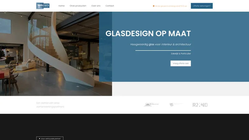Website van Kelleners Glasdesign BV