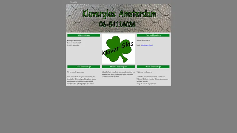 Website van Klaverglas