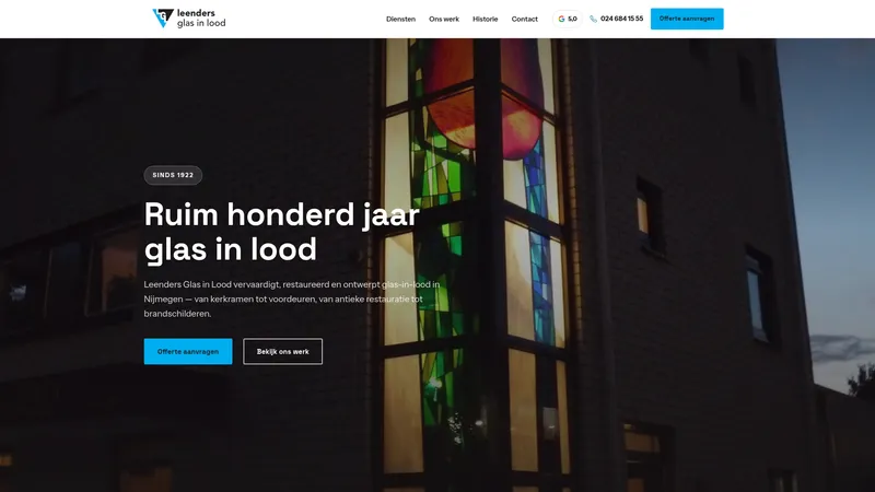 Website van Leenders Glas-in-Lood
