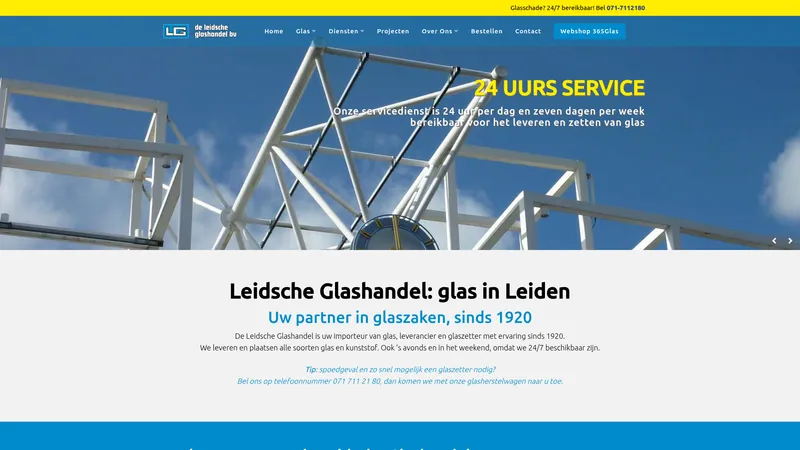 Website van Leidsche Glashandel B.V.
