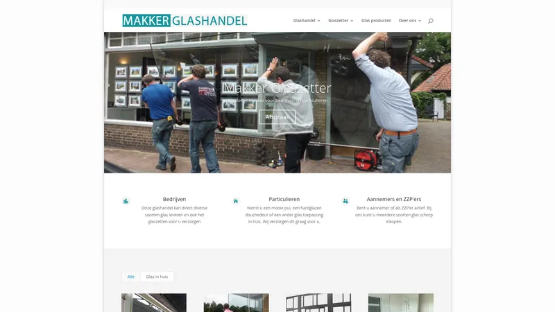 Website van Makker Glashandel en Glaszetter