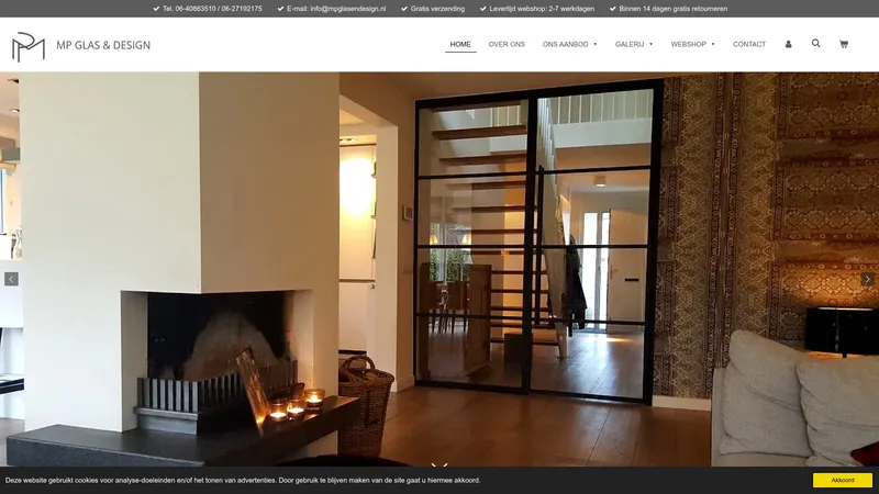 Website van MP Glas & Design