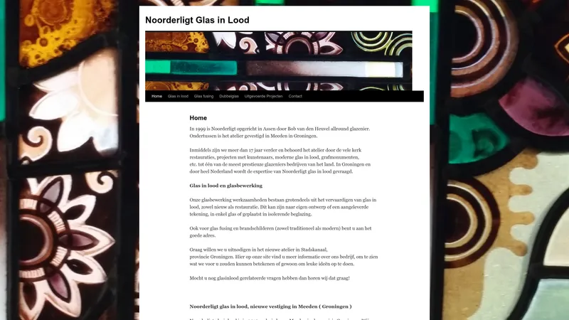 Website van Noorderligt Glas In Lood