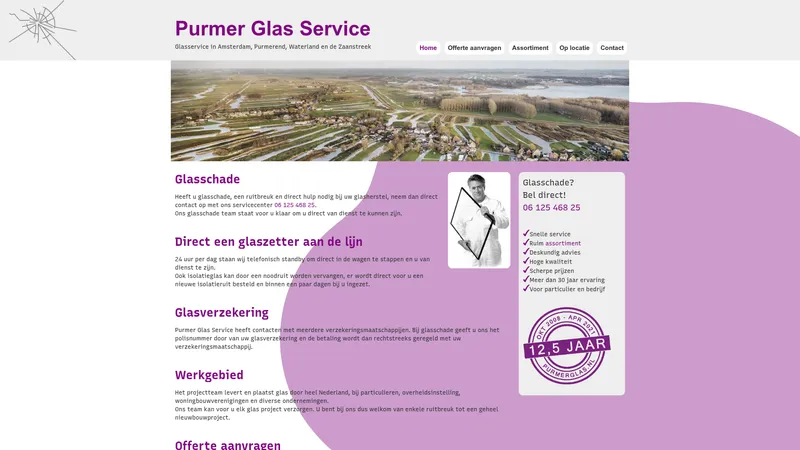 Website van Purmer Glas Service