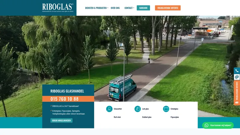 Website van Riboglas Glashandel B.V.