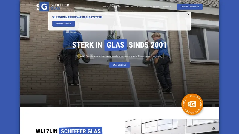 Website van Scheffer Glas