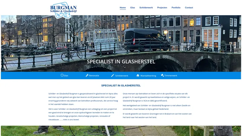 Website van Schilder- en Glasbedrijf Burgman