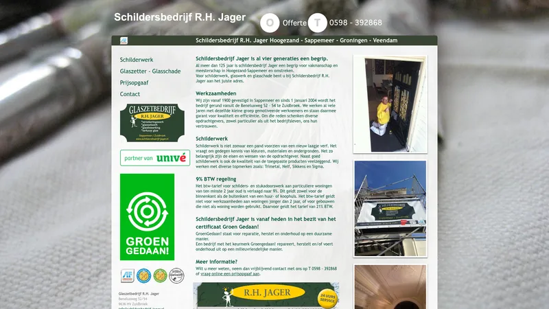 Website van Schildersbedrijf R.H. Jager