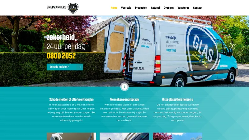 Website van Snepvangers Glasservice
