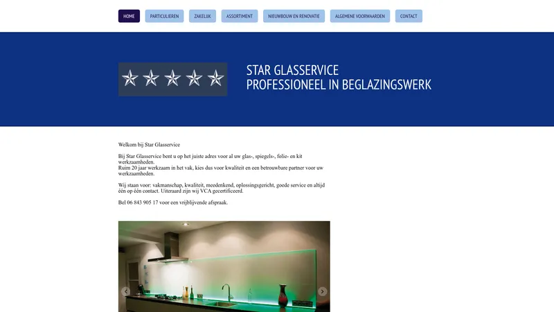 Website van Star Glasservice