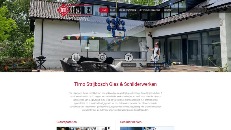 Website van Timo Strijbosch Glas & Schilderwerken
