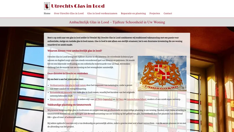 Website van Utrechts Glas in Lood