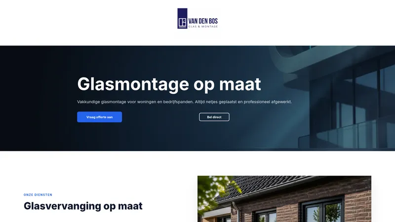 Website van van den Bos Glas & Montage