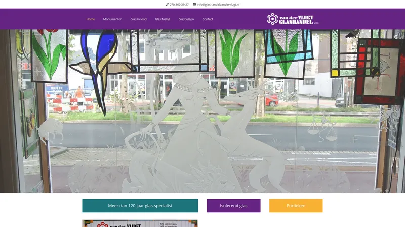Website van Van der Vlugt Glashandel V.O.F.