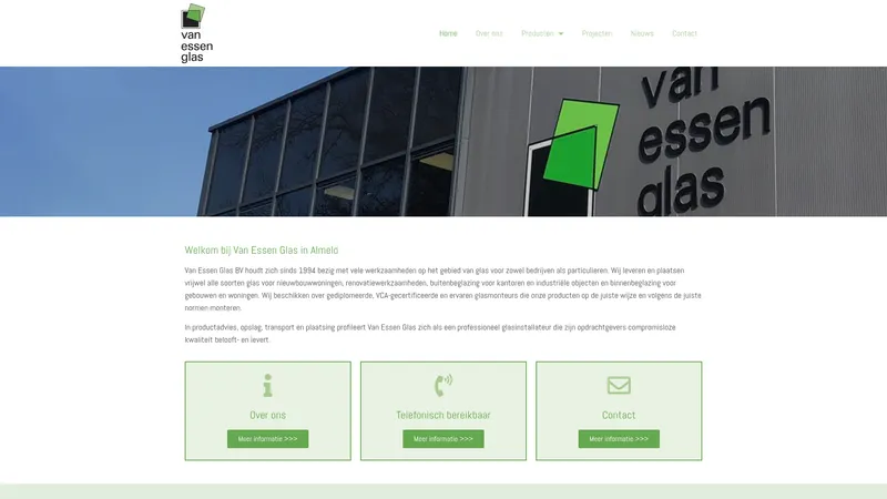 Website van Van Essen Glas B.V.