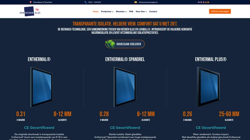 Website van Van Reenen Glas
