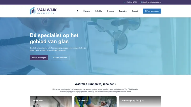 Website van Van Wijk Glaszetter