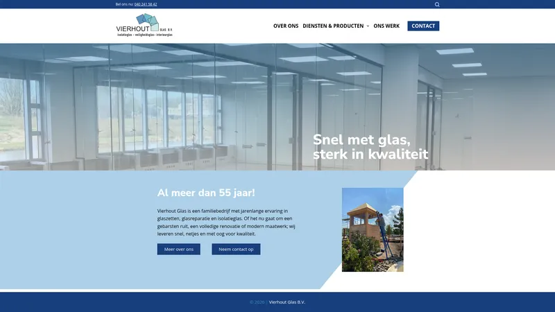 Website van Vierhout Glas B.V.