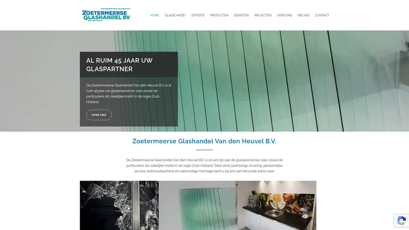 Website van Zoetermeerse Glashandel B.V.